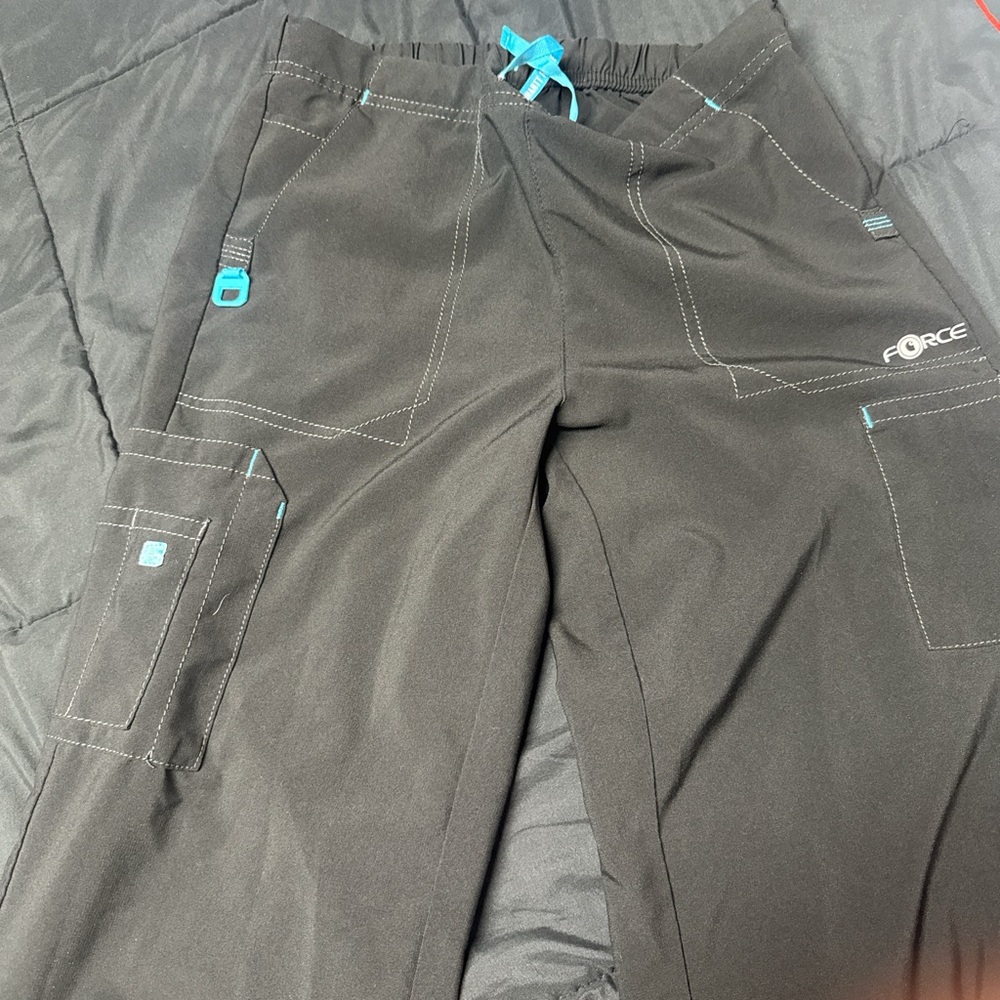 Carheart Force1 - scrub pants black  with Turquoise Accents